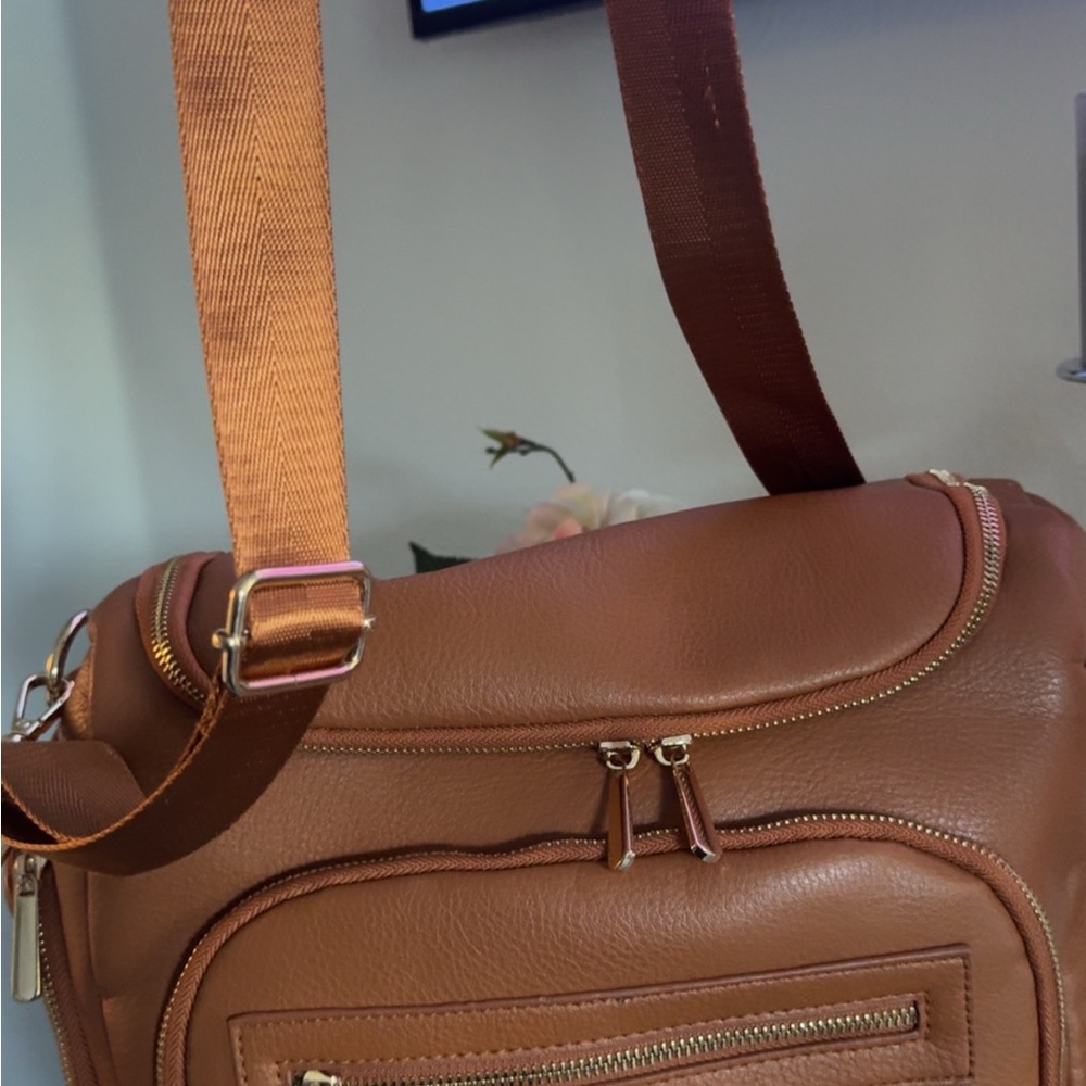 Tan Leather Diaper Bag/backpack - Picture 3 of 4